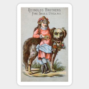 1885 Young Girl and her Giant Dog Sticker